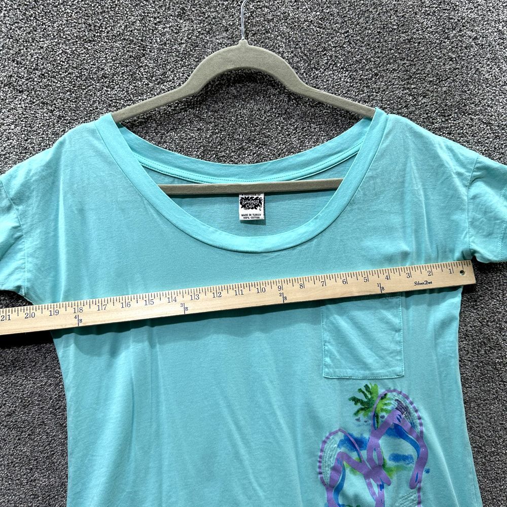 Rainforest‎ Cafe T-Shirt Top Small Blue Pocket Tee Beach Sequin Casual Souvenir - Picture 2 of 9